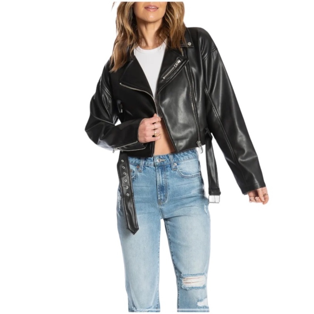 Juicy Couture Faux Leather Crop Moto Jacket